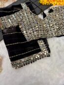 Super Hit Mirror Work Saree(Black)