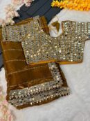 Super Hit Mirror Work Saree(Yellow)