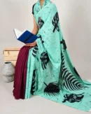 Pure Soft Cotton Mulmul Bagru Hand Block Printed Saree