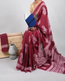 Pure Soft Cotton Mulmul Bagru Hand Block Printed Saree