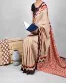 Pure Soft Cotton Mulmul Bagru Hand Block Printed Saree