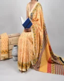 Pure Soft Cotton Mulmul Bagru Hand Block Printed Saree