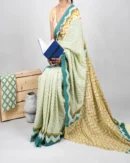Pure Soft Cotton Mulmul Bagru Hand Block Printed Saree