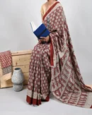 Pure Soft Cotton Mulmul Bagru Hand Block Printed Saree