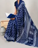 Pure Soft Cotton Mulmul Bagru Hand Block Printed Saree