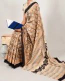 Pure Soft Cotton Mulmul Bagru Hand Block Printed Saree(2)