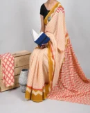 Pure Soft Cotton Mulmul Bagru Hand Block Printed Saree(2)