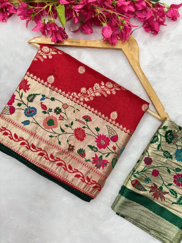 Presenting the Exquisite Paithani Dola Silk Saree(Red -Green)