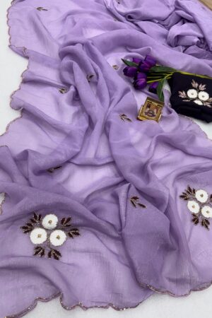 Crunchy Chiffon Saree(Violet)