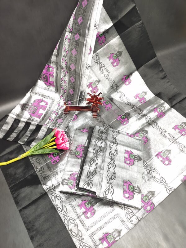 Kalamkari Print Cotton Tissue Saree