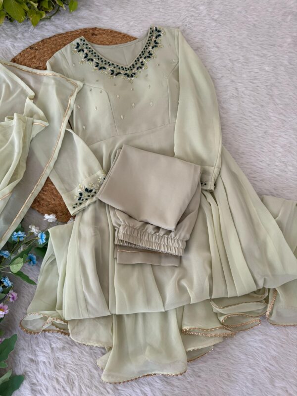 New Party Wear Launch – Fox Georgette Gown with Pant and Dupatta Set - Image 5