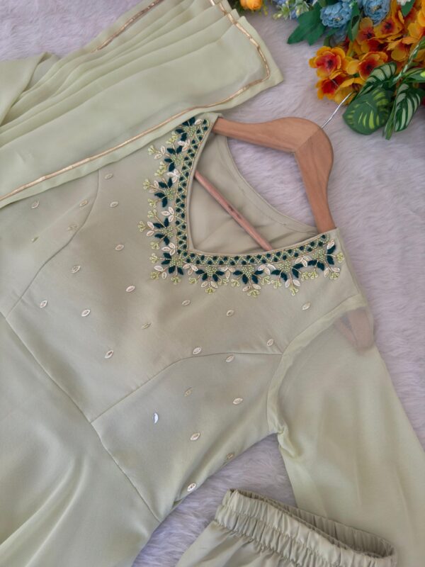 New Party Wear Launch – Fox Georgette Gown with Pant and Dupatta Set - Image 3