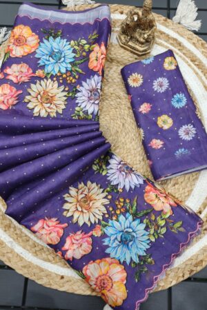 Heavy Handloom Tussar Silk Saree(Purple)