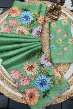 Heavy Handloom Tussar Silk Saree(Sea Green)
