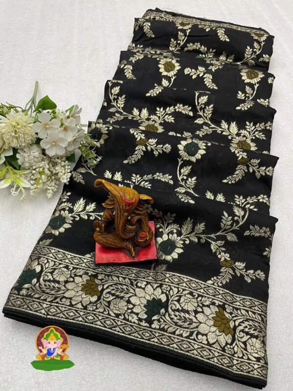 Soft Dolla Viscose Silk Saree with Zari & Meenakari Weaving(Black)