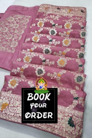 Soft Dolla Viscose Silk Saree with Zari & Meenakari Weaving(Onion-Pink)