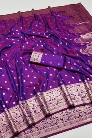 Soft & Pure Banarasi Silk Saree(Purple)