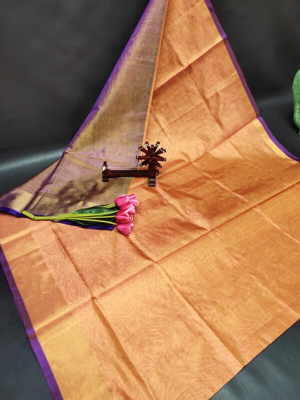 Uppada Pattu Tissue Saree(Orange-Violet)