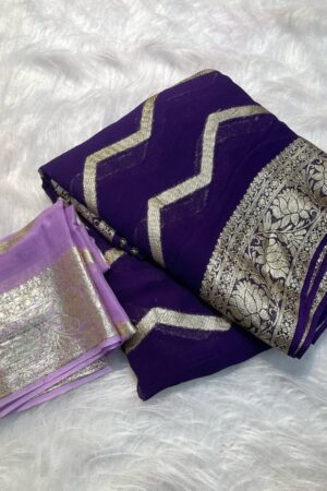 Viscose Georgette Saree(Indigo)