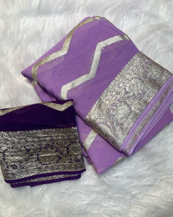 Viscose Georgette Saree(Purple)