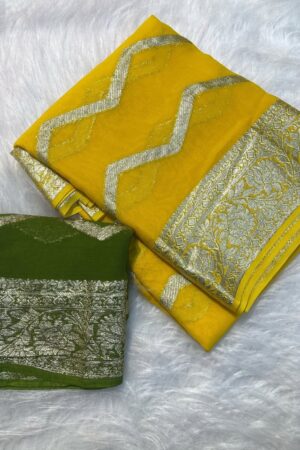 Viscose Georgette Saree(Yellow)