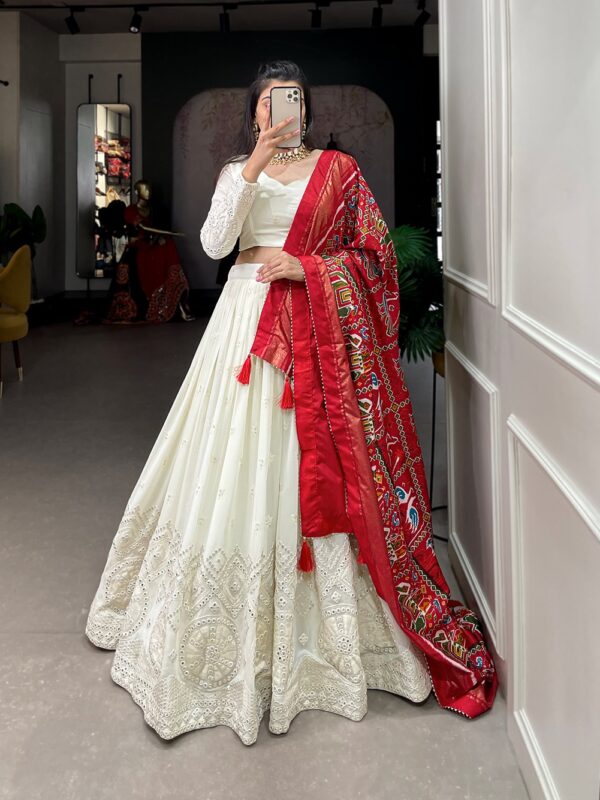 Elegant Lucknowi Paper Mirror Work Lehenga Choli Set - Image 2