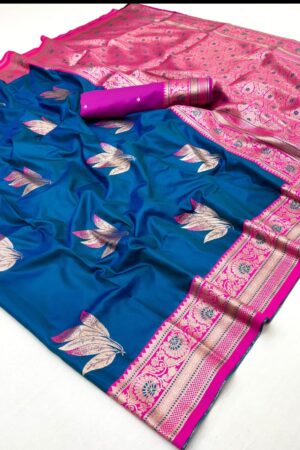 New Launch (Best Seller in Maharashtra)– Original Paithani Sarees(Blue)