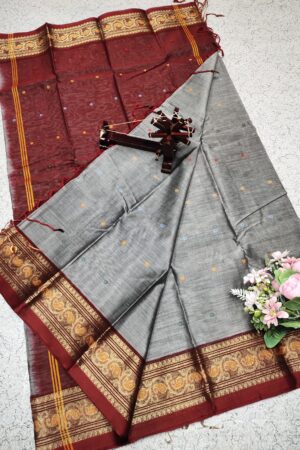 NEW ARRIVAL – Premium Gadwal Cotton Sarees(Grey)