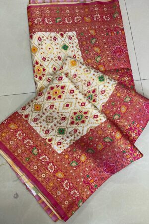 Pure Silk Patola Sarees(Crimson Red)