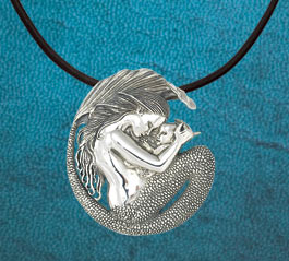 mother holding child necklace