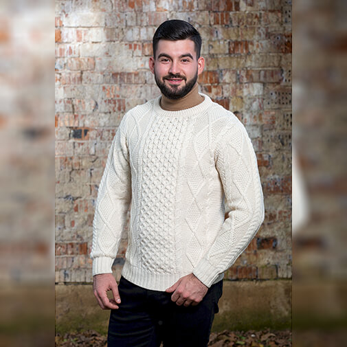 Traditional Irish Aran Knitted Sweater Celtic Knitwear