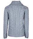 Cable Button Cardigan Made of Merino Wool of Ocean Grey Color Back Gaelsong