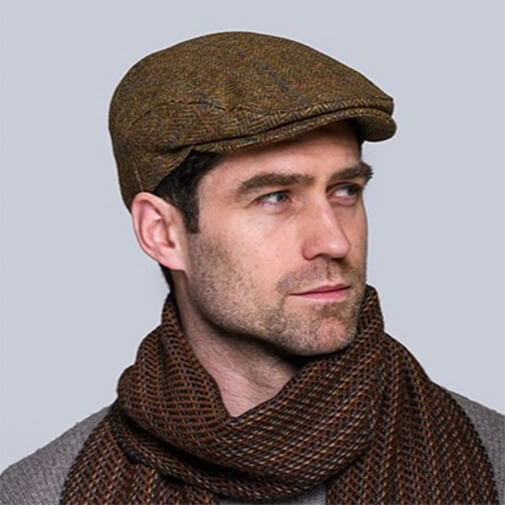 Tweed Brown Herringbone Flat Cap Gaelsong