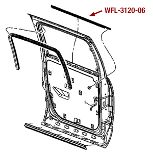 LEFT REAR DOOR OUTER BELTLINE SEAL - MEGACAB ('06-'09 2500/3500, '06-'08 1500)