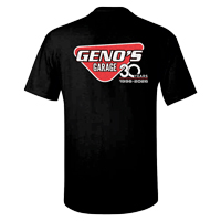 T-SHIRT - GENO'S GARAGE 30TH ANNIVERSARY LOGO - SHORT SLEEVE