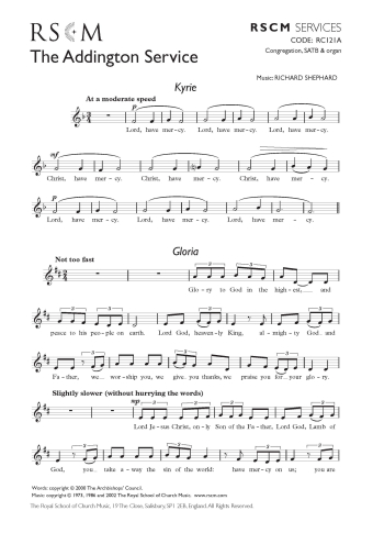 The Addington Service - Congregation edition