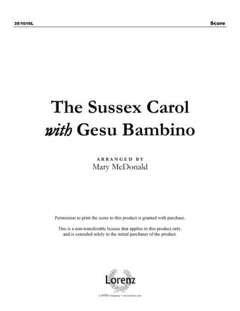 The Sussex Carol with Gesu Bambino - Piano Sheet Music (Digital download)