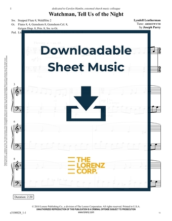 Watchman, Tell Us of the Night - Organ Sheet Music (Digital download)
