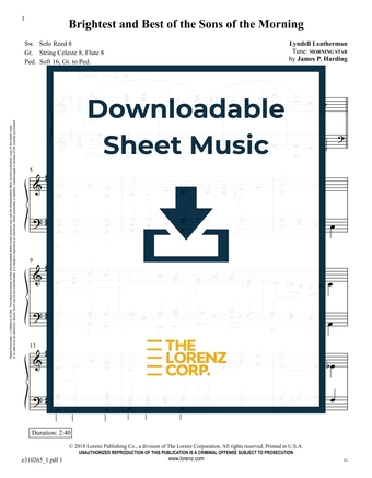 Brightest and Best of the Sons of the Morning - Organ Sheet Music (Digital download)