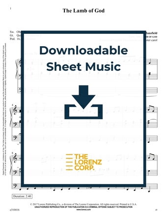 The Lamb of God - Organ Sheet Music (Digital download)