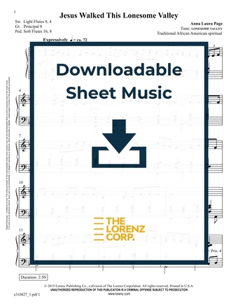 Jesus Walked This Lonesome Valley - Organ Sheet Music (Digital download)