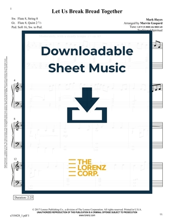 Let Us Break Bread Together - Organ Sheet Music (Digital download)