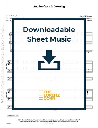 Another Year Is Dawning - Organ Sheet Music (Digital download)