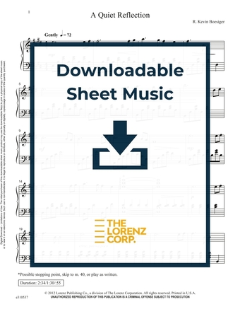 A Quiet Reflection - Piano Sheet Music (Digital download)