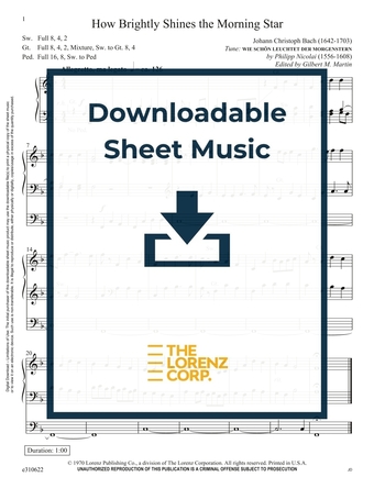 How Brightly Shines the Morning Star - Organ Sheet Music (Digital download)