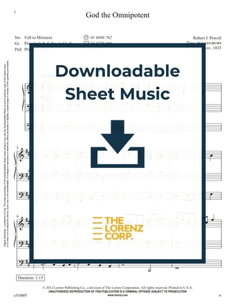 God the Omnipotent - Organ Sheet Music (Digital download)