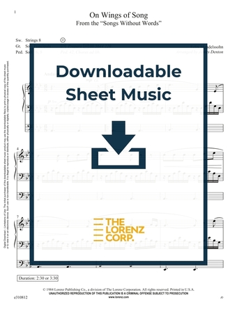 On Wings of Song - Organ Sheet Music (Digital download)