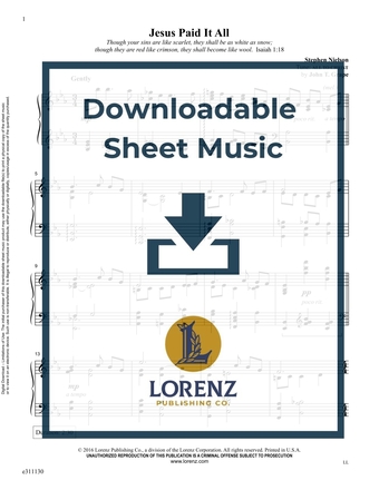 Jesus Paid It All - Piano Sheet Music (Digital download)