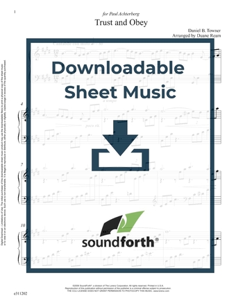 Trust and Obey - Piano Sheet Music (Digital download)