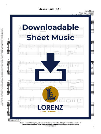 Jesus Paid It All - Piano Sheet Music (Digital download)